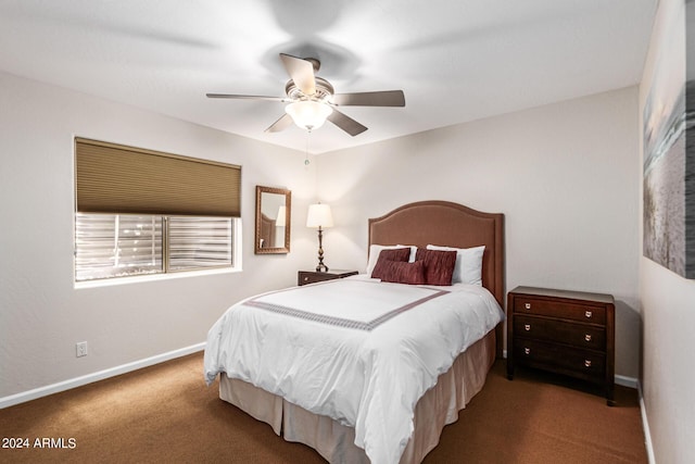 bedroom with carpet flooring and ceiling fan