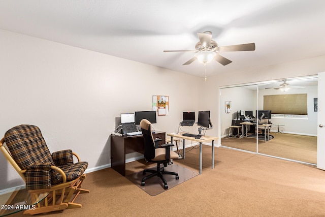 office with carpet and ceiling fan