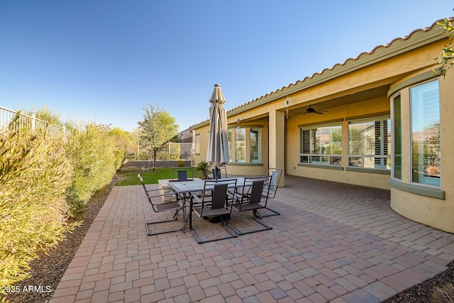 view of patio / terrace with ceiling fan