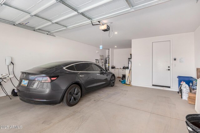 garage with a garage door opener