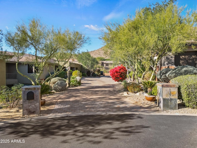 view of street with a mountain view