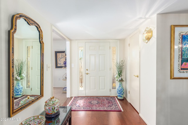 foyer with dark wood-type flooring