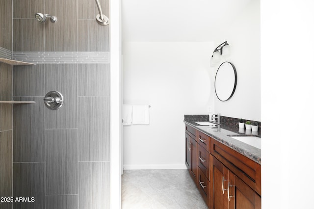 3907 E Marilyn Rd, Phoenix, AZ 85032 - bathroom with double vanity, a tile shower, and tile patterned floors