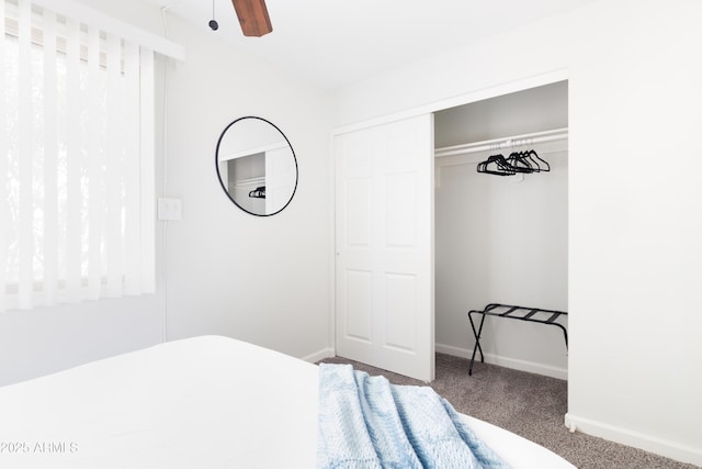 3907 E Marilyn Rd, Phoenix, AZ 85032 - unfurnished bedroom with carpet flooring, baseboards, a ceiling fan, and a closet