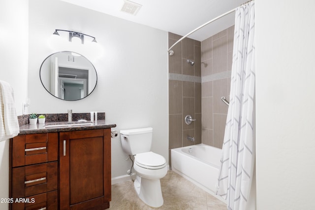 3907 E Marilyn Rd, Phoenix, AZ 85032 - full bathroom with vanity, toilet, tile patterned flooring, shower / bath combo, and baseboards