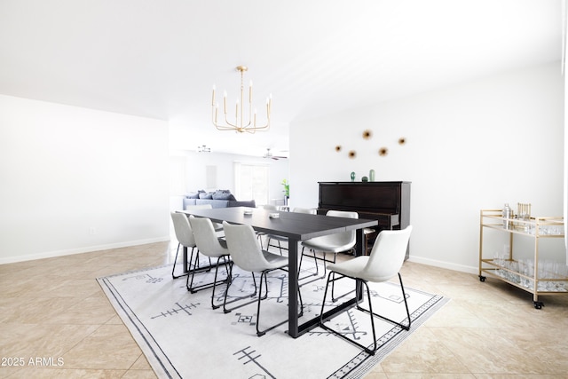 3907 E Marilyn Rd, Phoenix, AZ 85032 - dining area featuring a chandelier, light tile patterned floors, and baseboards