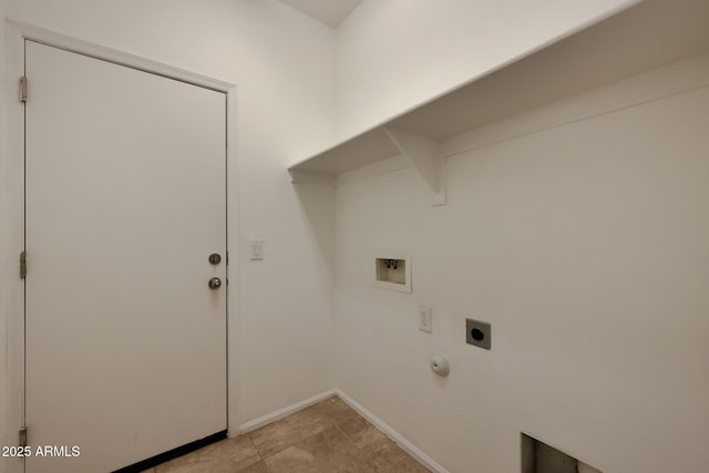 clothes washing area featuring hookup for a washing machine, gas dryer hookup, and electric dryer hookup