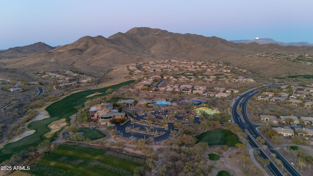 bird's eye view with a mountain view