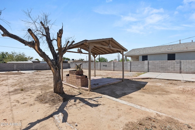 view of yard with a patio area and a gazebo