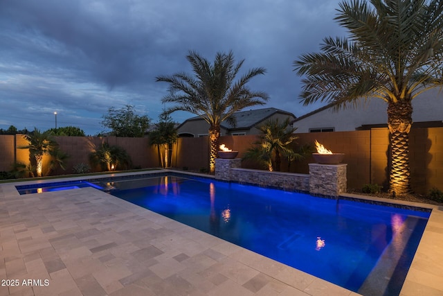 2343 E Kelly Dr, Gilbert, AZ 85298 - view of swimming pool with a fenced backyard, a pool with connected hot tub, and a patio