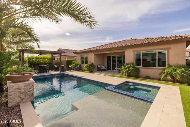 2343 E Kelly Dr, Gilbert, AZ 85298 - view of pool featuring a patio area, a pool with connected hot tub, and outdoor dining area