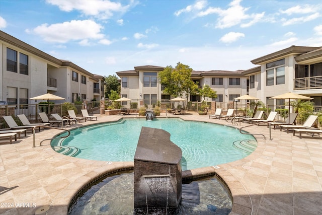 view of pool with a patio area