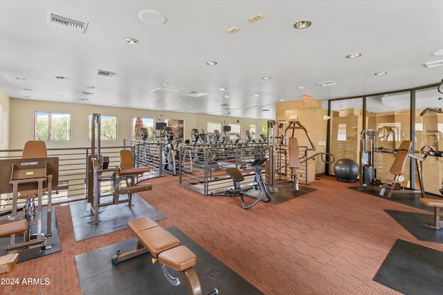 gym with carpet