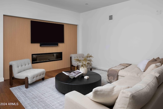 living room with hardwood / wood-style floors