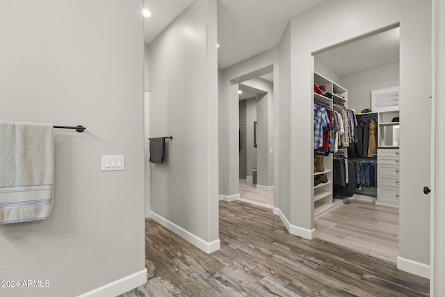 bathroom with wood-type flooring