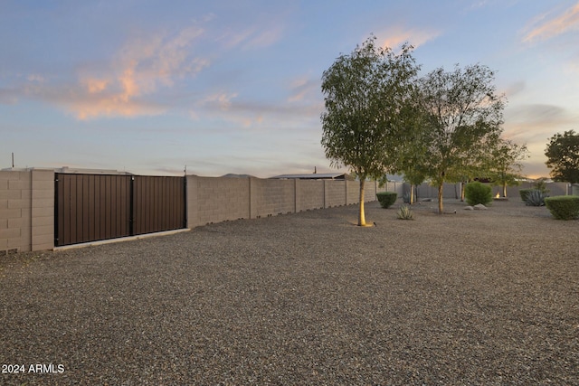 view of yard at dusk