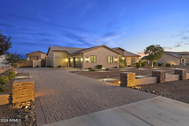 view of front of house with a garage