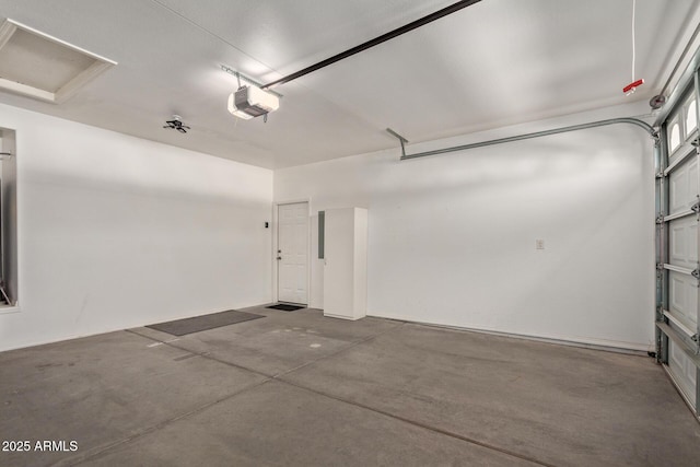 garage with a garage door opener