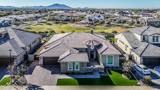 bird's eye view featuring a mountain view