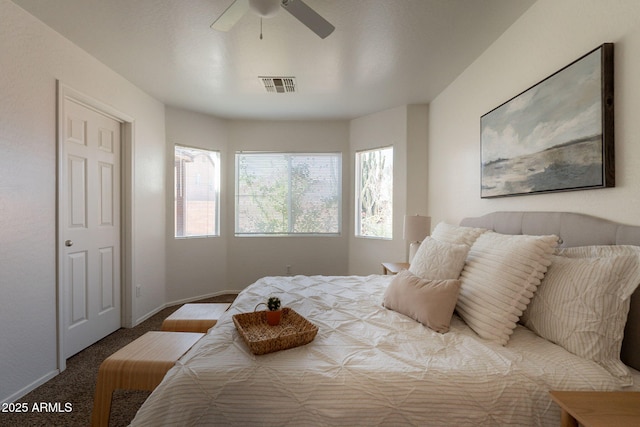 4642 E Sierrita Rd, San Tan Valley, AZ 85143 - carpeted bedroom featuring multiple windows, a ceiling fan, and baseboards