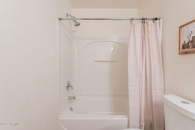 4642 E Sierrita Rd, San Tan Valley, AZ 85143 - bathroom with toilet and shower / bath combo with shower curtain