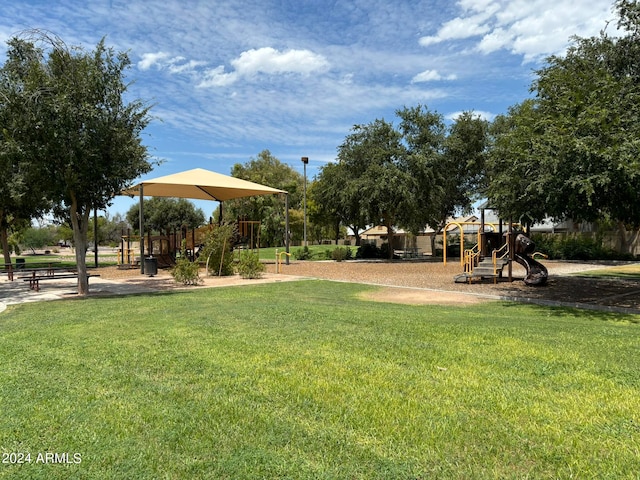 view of yard with a playground