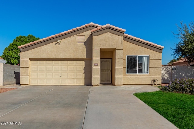 view of front of house with a garage