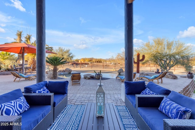 view of patio featuring an outdoor hangout area