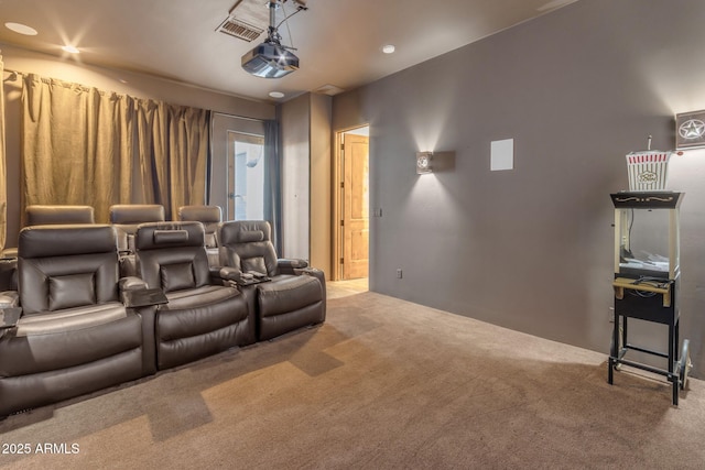 cinema room with carpet flooring