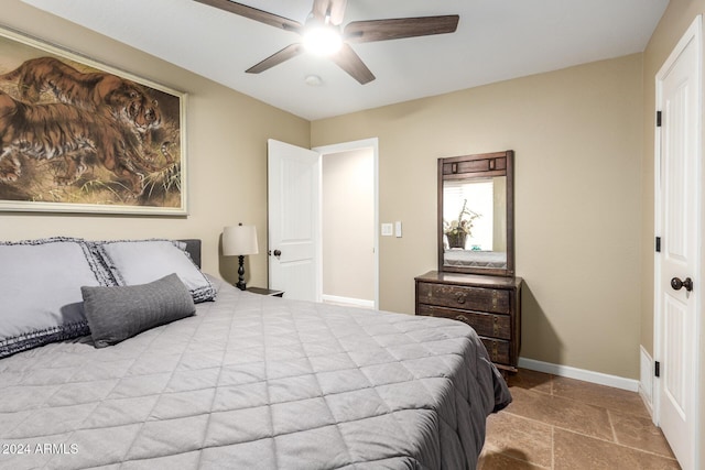 bedroom featuring ceiling fan