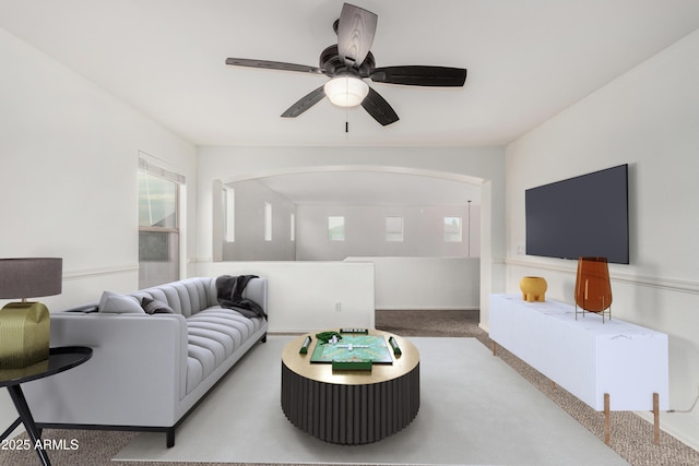 2986 E Country Shadows St, Gilbert, AZ 85298 - carpeted living area with ceiling fan