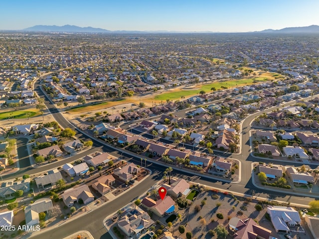 bird's eye view with a mountain view