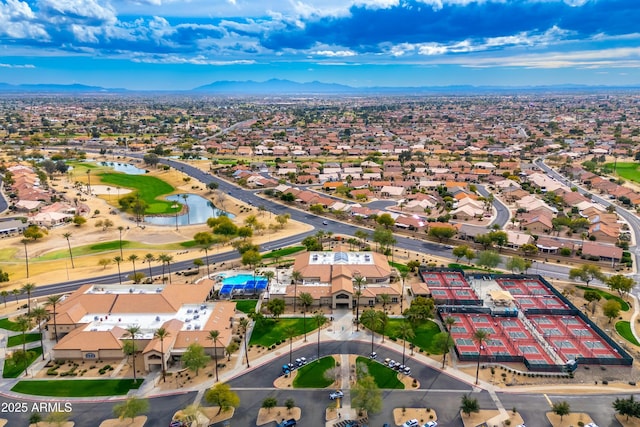 bird's eye view featuring a mountain view