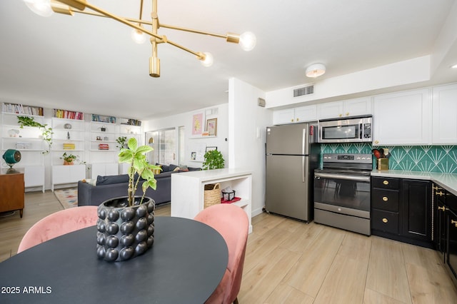 1225 E Medlock Dr Unit 206, Phoenix, AZ 85014 - kitchen with stainless steel appliances, decorative backsplash, open floor plan, and light countertops