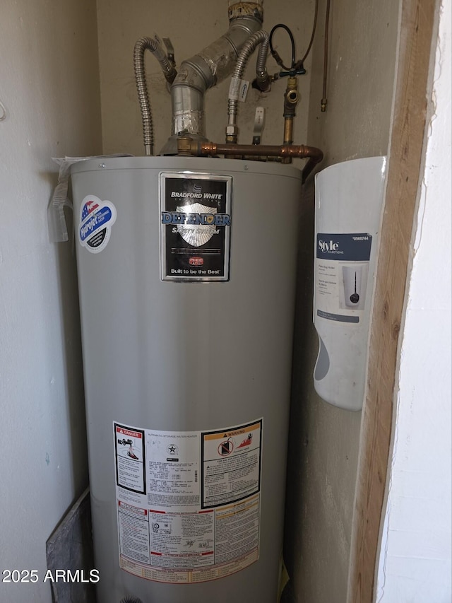 utility room featuring water heater