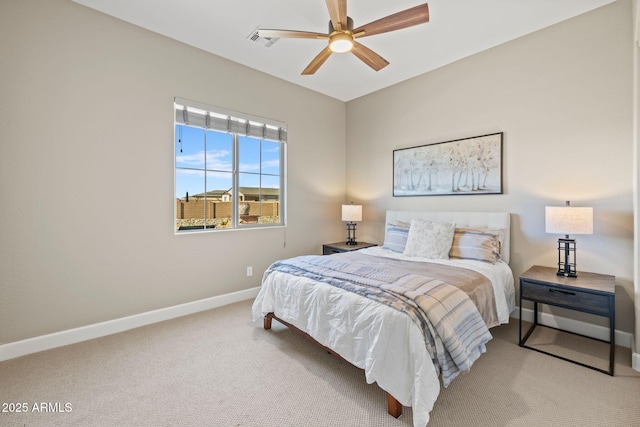 bedroom with carpet and ceiling fan