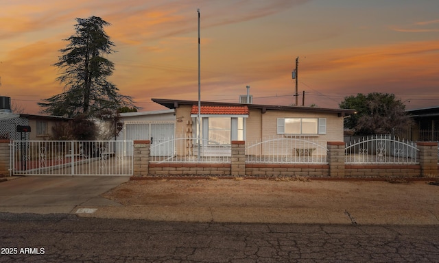 view of front of house with a garage