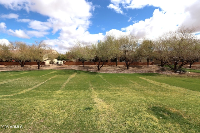 view of property's community with a lawn