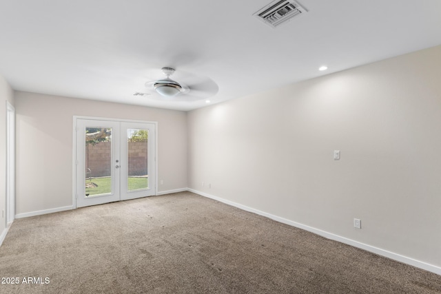 1911 E Lawrence Rd, Phoenix, AZ 85016 - unfurnished room with ceiling fan, carpet floors, french doors, and recessed lighting