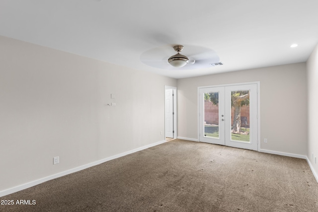 1911 E Lawrence Rd, Phoenix, AZ 85016 - carpeted spare room featuring french doors and a ceiling fan