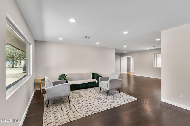 1911 E Lawrence Rd, Phoenix, AZ 85016 - living room featuring plenty of natural light, hardwood / wood-style floors, and recessed lighting