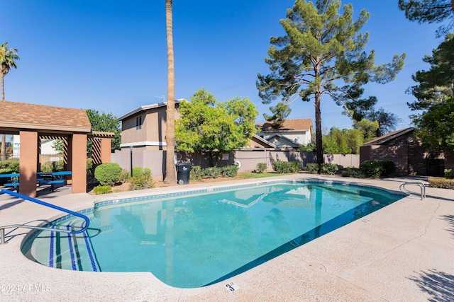 view of pool featuring a patio