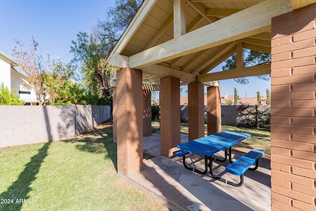 view of yard with a patio area and a gazebo