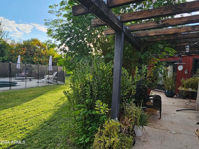 exterior space with a pergola