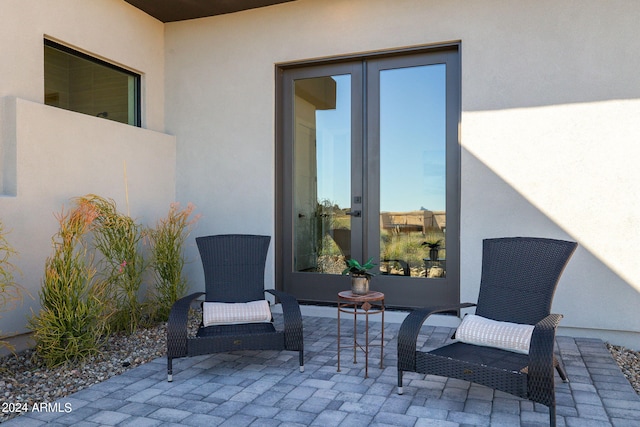 view of patio featuring french doors