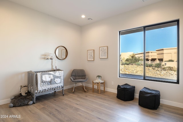 living area featuring hardwood / wood-style floors