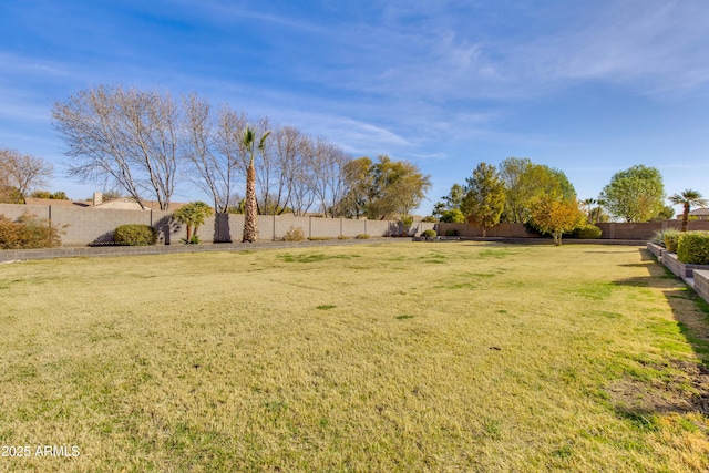 view of yard featuring a fenced backyard