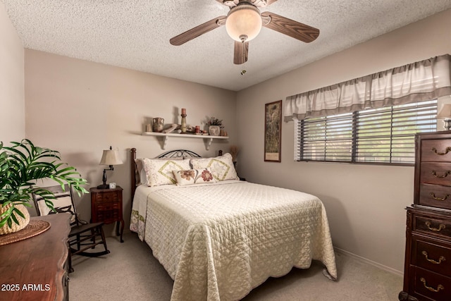 16249 E Stancrest Dr, Fountain Hills, AZ 85268 - bedroom with carpet flooring, a textured ceiling, and a ceiling fan