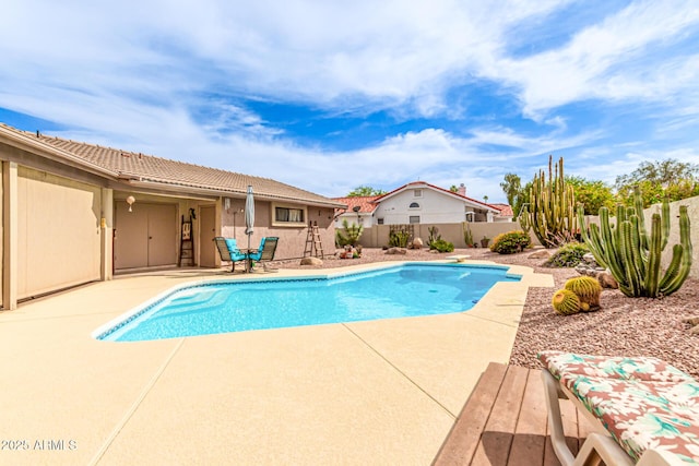 16249 E Stancrest Dr, Fountain Hills, AZ 85268 - view of pool featuring a patio, a fenced backyard, and a diving board
