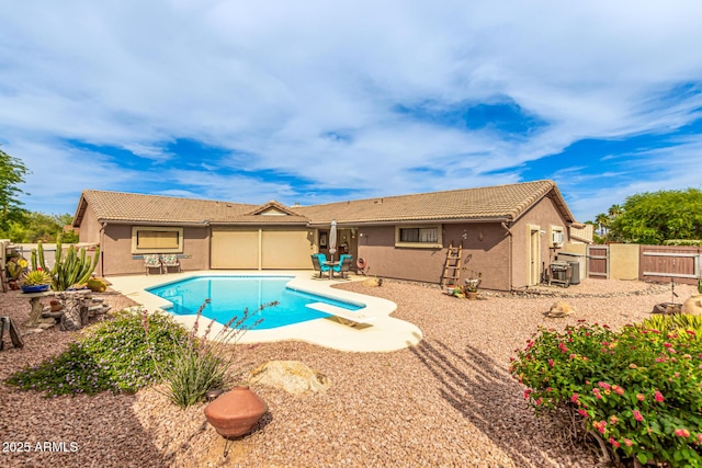 16249 E Stancrest Dr, Fountain Hills, AZ 85268 - view of swimming pool featuring a patio, a diving board, and a fenced backyard